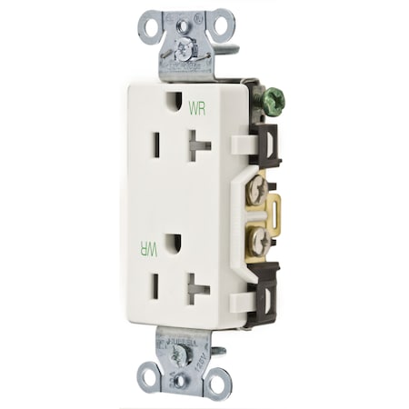 Hubbell Wiring Device-Kellems Straight Blade Receptacle, 5-20R, 20 A, 125V AC, 2 Pole, 3 Wire, Flush Mount, Grounded DR20WHIWRTR